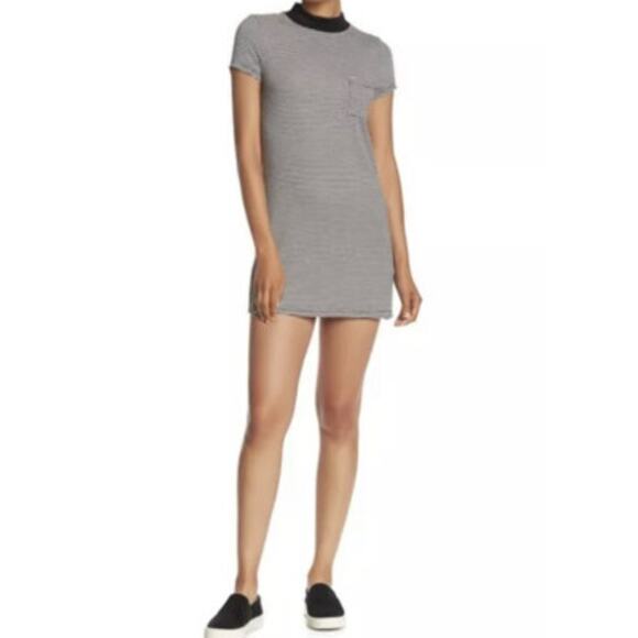 n:Philanthropy Women Becket Striped Shirt Dress Black White Modal Blend M Casual - Picture 1 of 9
